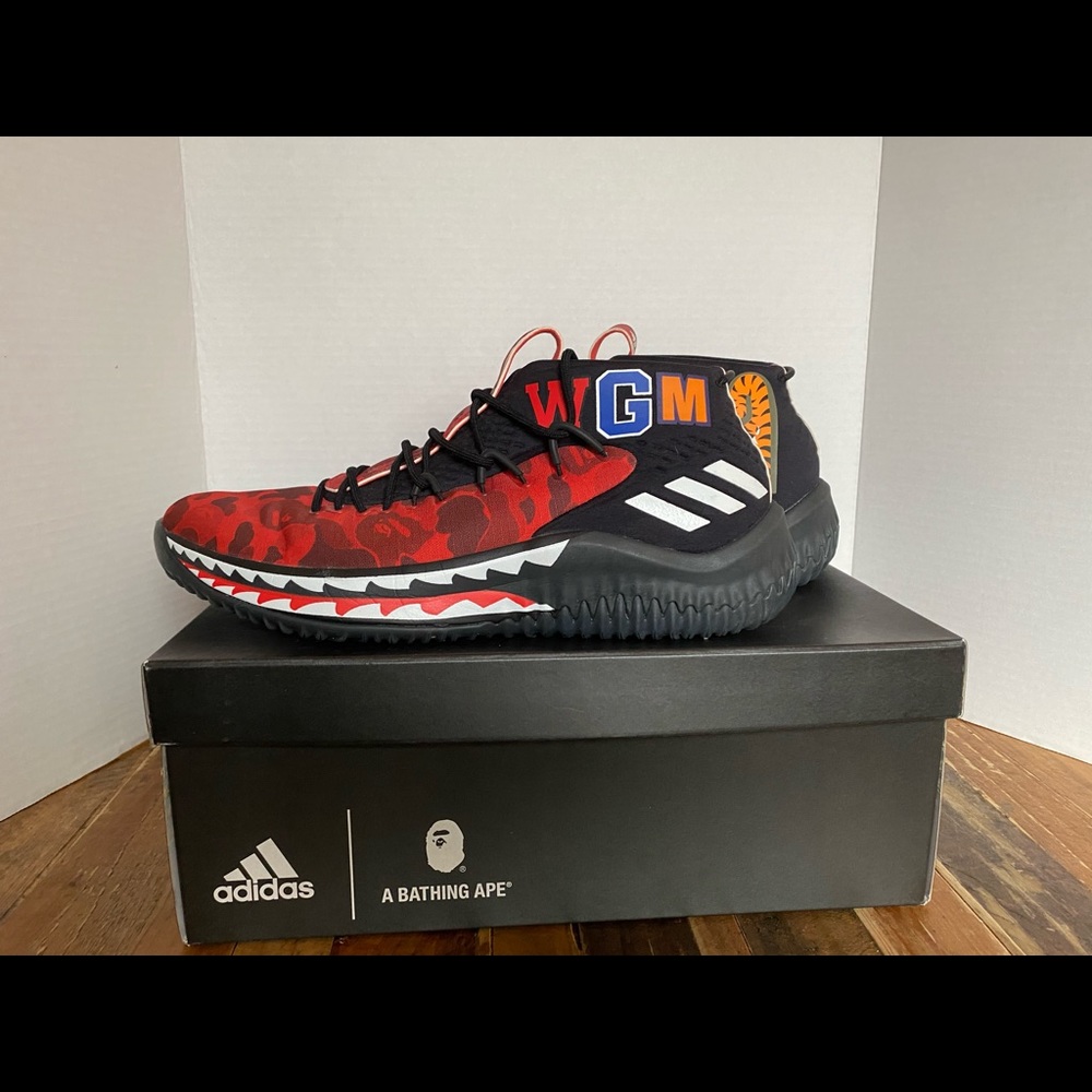 Mens adidas Dame 4 A Bathing Ape Red Camo